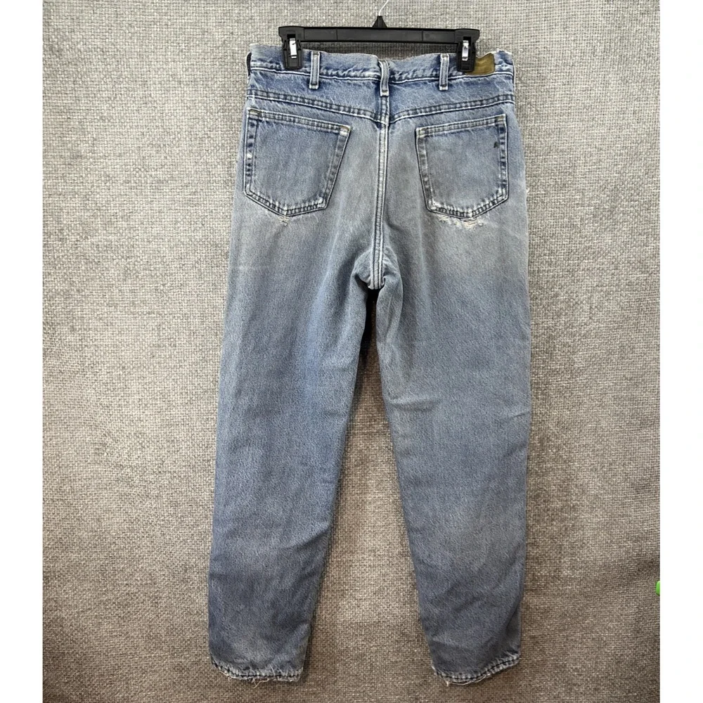 LL Bean Flannel lined Jeans distressed 34x32 (Fits 32x29.50) Made in‎ USA Ripped
